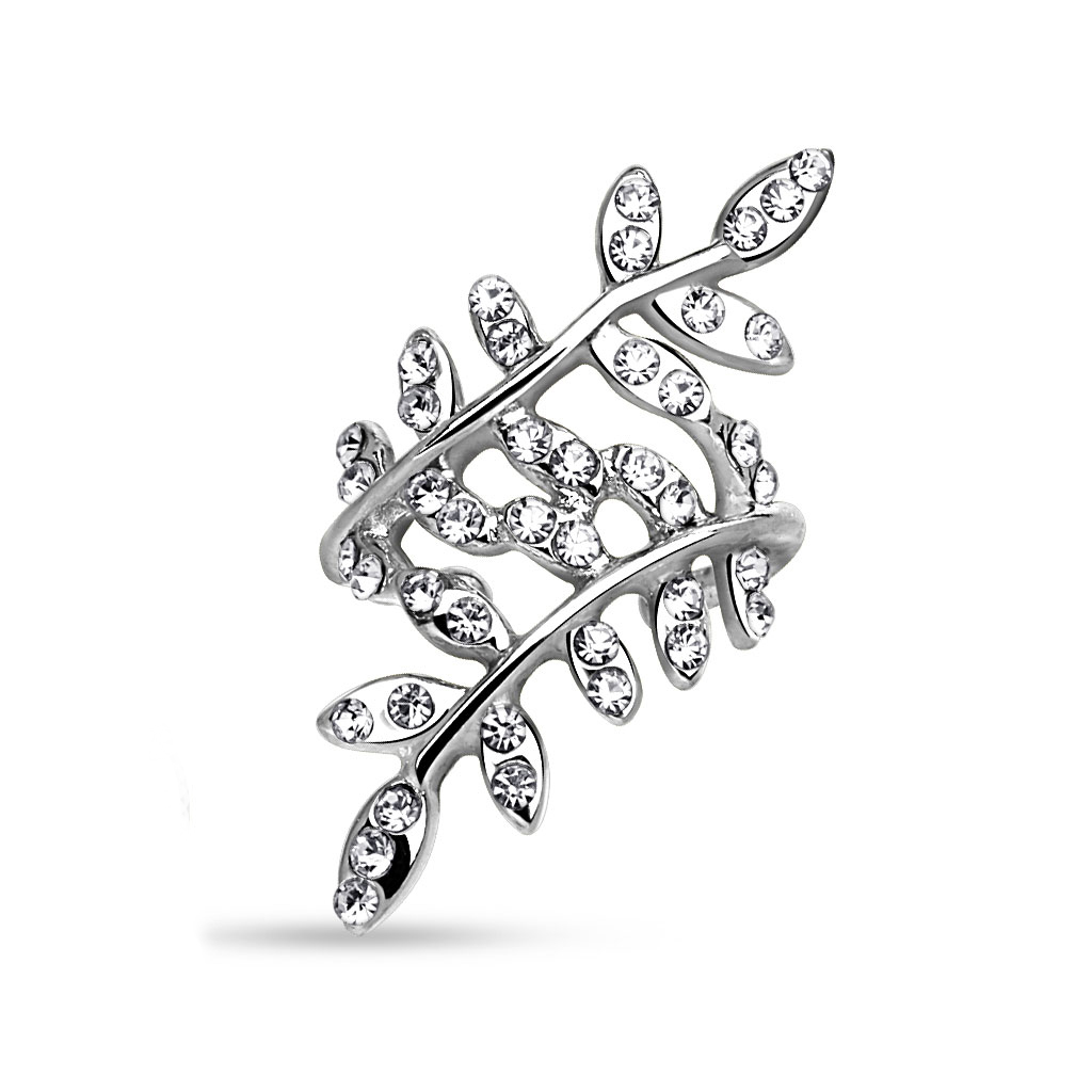 Earcuff met steenbezette bladeren