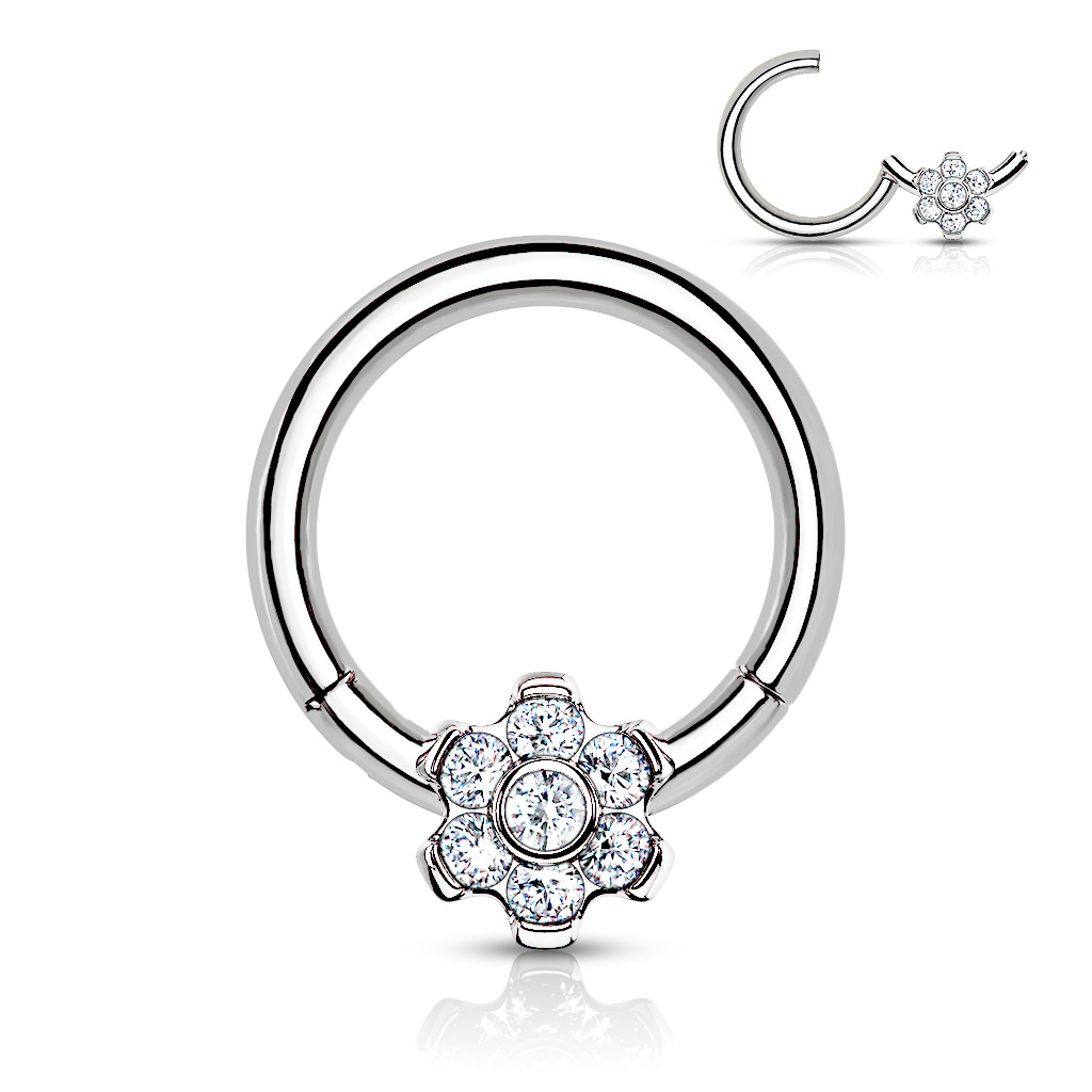 Titanium ring met scharnier en bloem