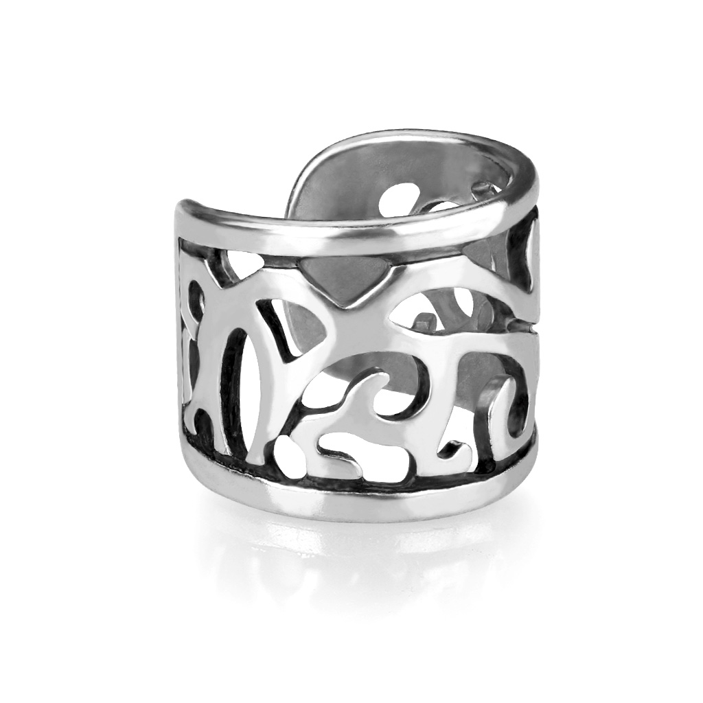 Earcuff met brede filigraan patroon