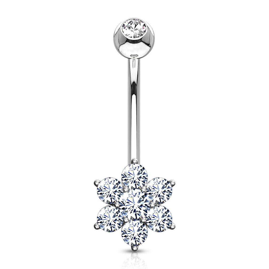 Navelpiercing uit 14 karaats goud met een bloem