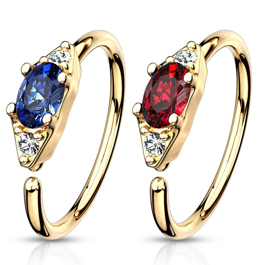 Ring met ovalen steen in verschillende kleuren