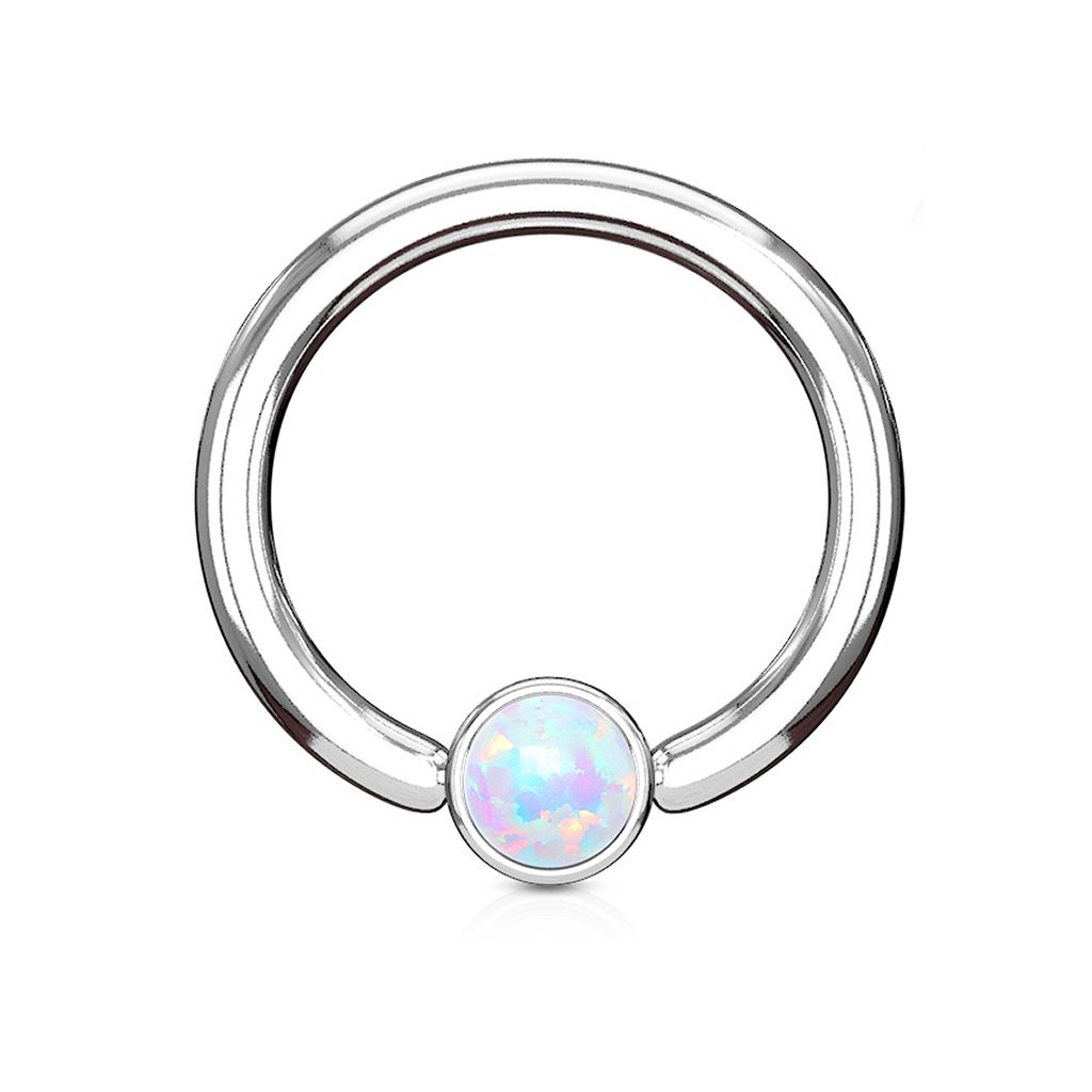 Ring met cilindrische bal en opaalsteen