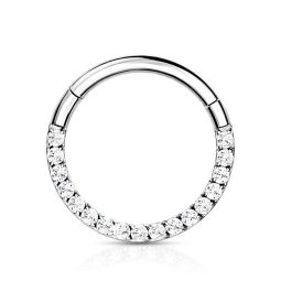 scharnier ring van titanium met rij steentjes