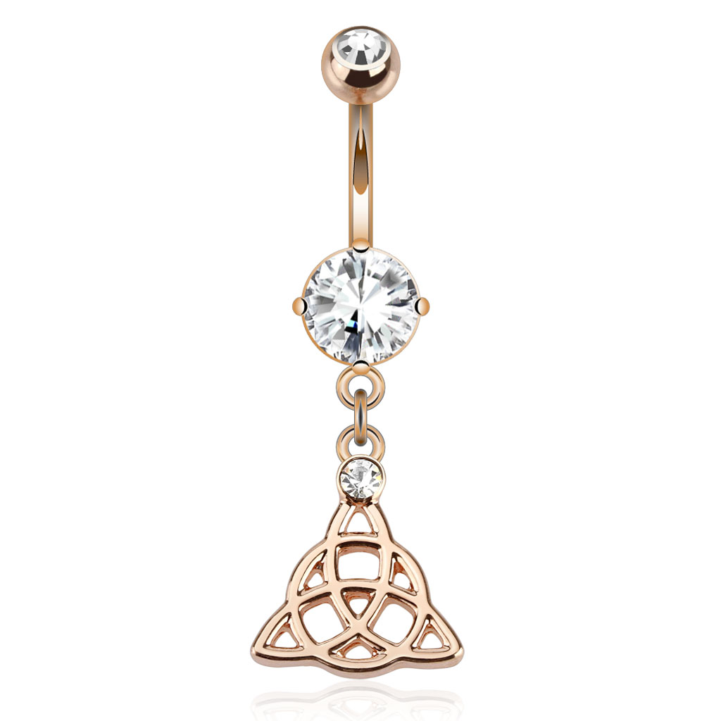 Roodgoud gecoate navelpiercing met keltisch symbool