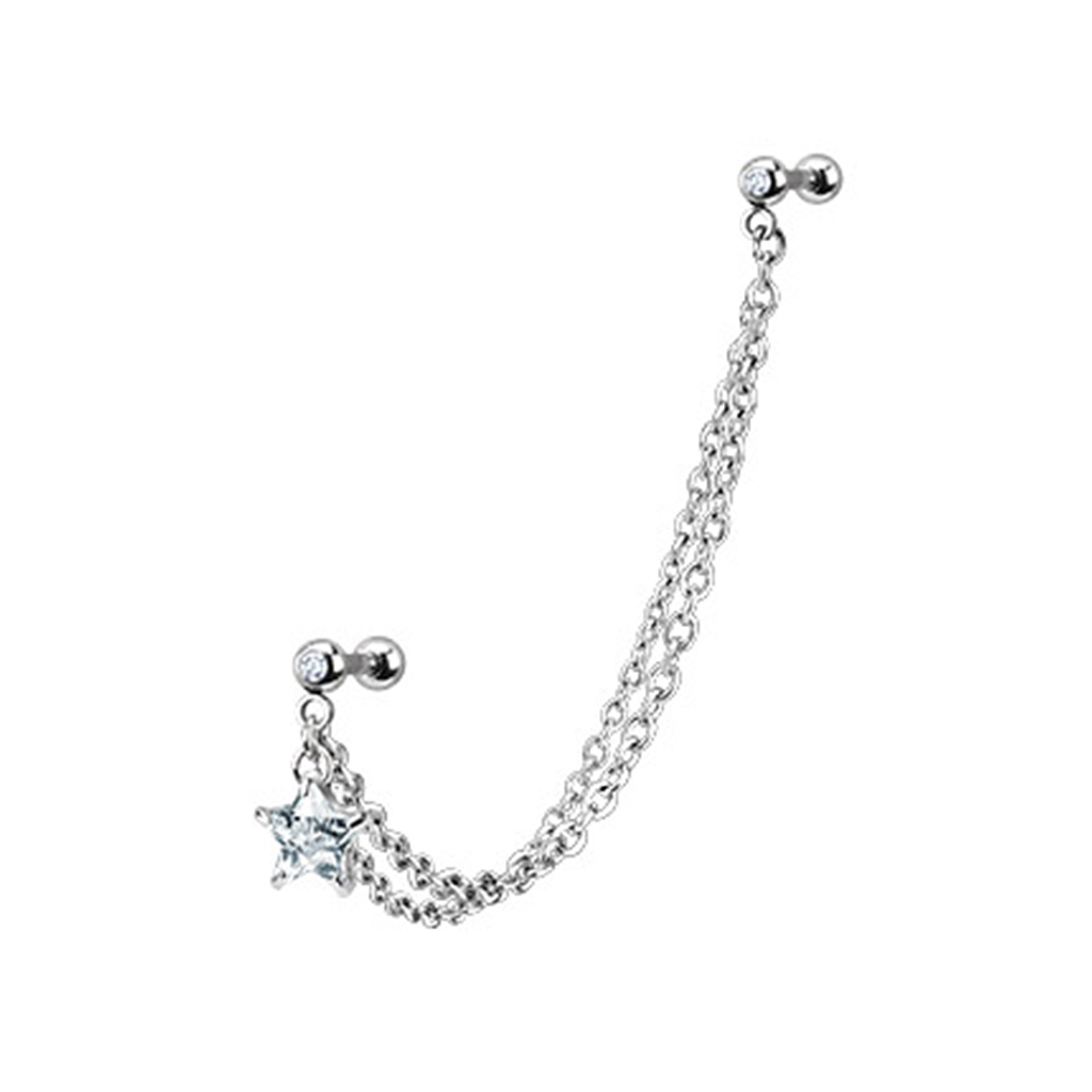 Tragus- of helixpiercing met een sterretje